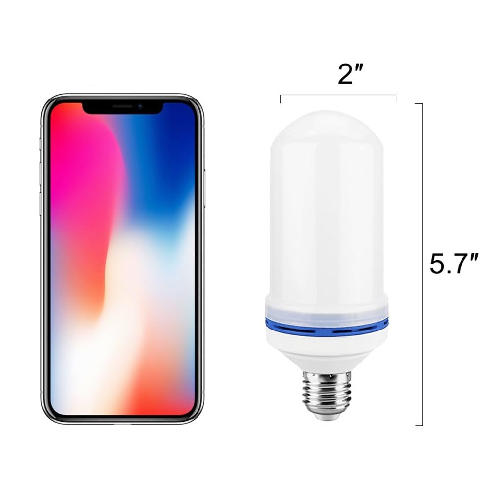 YIZCO Flame Effect Bulb with Gravity Sensor Realistic Flickering Fire & Upside Down Effect, 4 Lighting Modes, E26 Base - for Halloween Decorations, Parties, Home Decor (4 Pack)