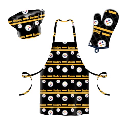 NFL 3-Piece Apron, Oven Mitt & Chef Hat Set - Pittsburgh Steelers