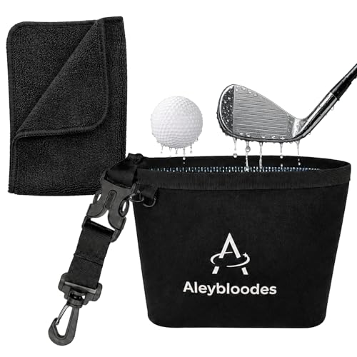 Golf Club & Ball Cleaner Bag with Towel & Clips — Portable Wet/Dry Pouch