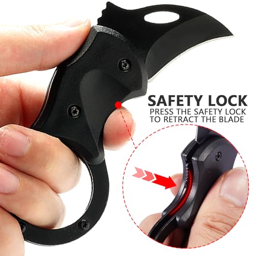 Mini Folding Pocket Knife - 2 Pack Black, Stainless Steel Blade