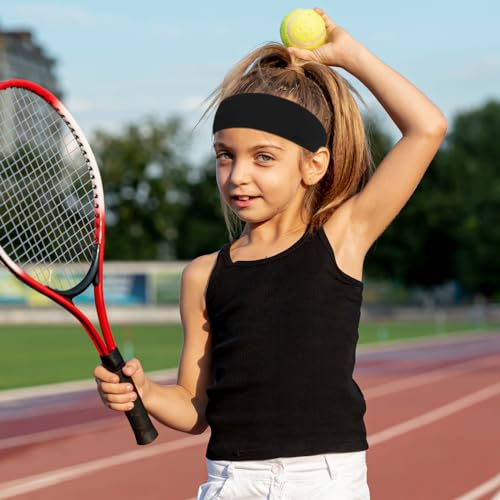 2 Pcs Youth Soccer Sports Headband - Sweat-Wicking Elastic Band - Black