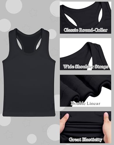 Girls' Cotton Racerback Tank Tops 2-12Y - 7-8 Years Black - FEQO
