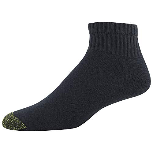 GOLDTOE Men's 656P Cotton Ankle Athletic Socks - 12 Pairs, Large, Black