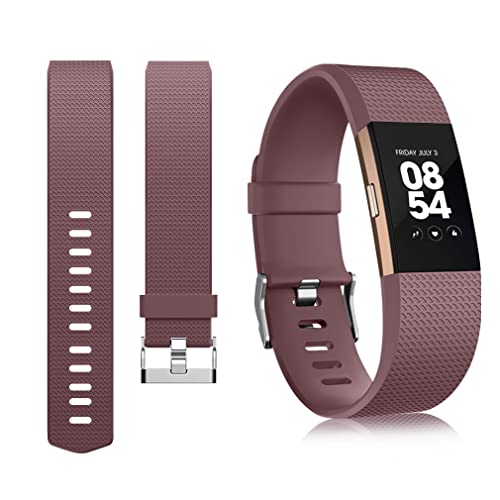 2 Pack Soft Sports Watch Bands for Charge 2 - Milk Tea/Smoke Violet, Small