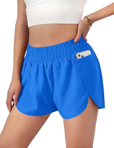 Blooming Jelly Women's Quick-Dry Athletic Running Shorts 1.75" Sparkle Blue M