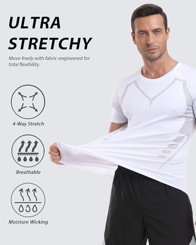 Quick Dry Athletic T-Shirt for Men - 3X-Large White