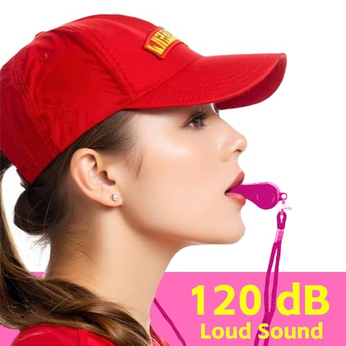 Pink Emergency Whistle with Lanyard - Loud Crisp Sound (2 Pack)