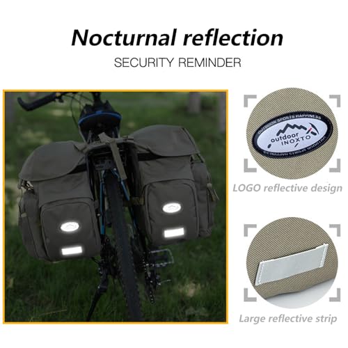 Green 50L Waterproof Bike Panniers with Reflective Trim & Rain Cover - Durable Cycling Storage