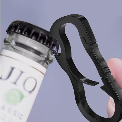 Zinc Alloy Carabiner Keychain with Bottle Opener - Black
