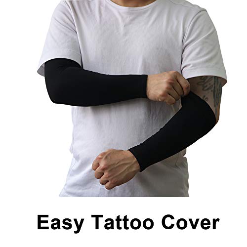 Cooling Arm Sleeves for Men & Women - UPF 50 Protection, 2 Pairs - Blue