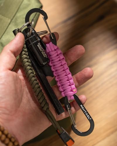 Braided Paracord Carabiner Keychain Lanyard - 2 Pack, Light Pink