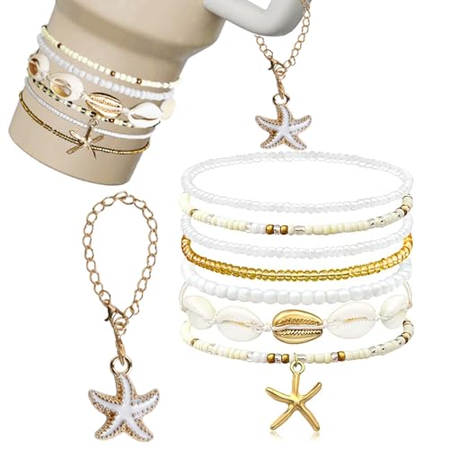 7Pcs Boho Adjustable Friendship Bracelets - Beige for Tumbler