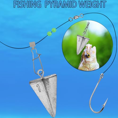 Pyramid Fishing Sinkers Kit - 1 Ounce, 10PCS Durable Weights