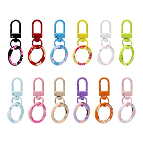 12 Color Spring O Rings & Lobster Claw Clasps Set - 25mm
