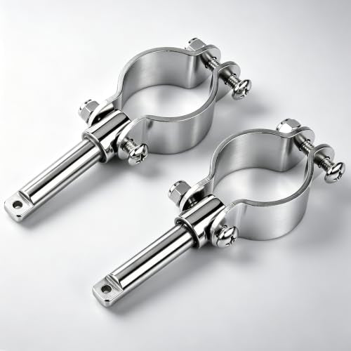 316 Stainless Steel Clamp-on Oarlocks - Adjustable Fixture, 2 Pack