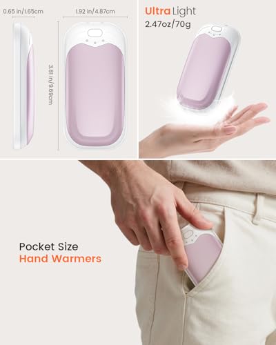 gabless Pink Rechargeable Hand Warmers - Portable Electric Hand Warmer 2 Pack