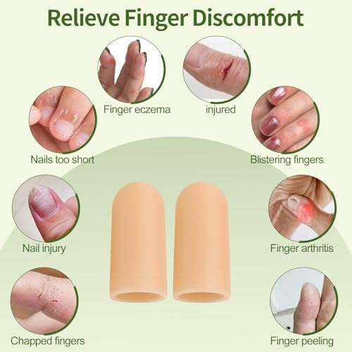 Gel Finger Cots - Silicone Finger Protectors for Pain Relief - Skin, 10 Pack