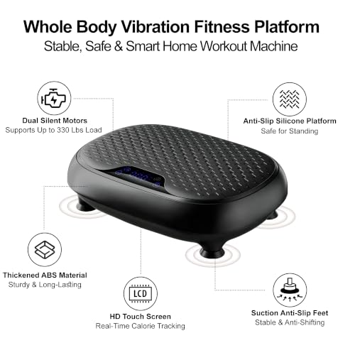 Leercan Black Vibration Plate Exercise Machine for Lymphatic Drainage, 330lbs