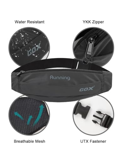 GOX Black Running Belt Bag Phone Holder Small Fanny Pack for Men