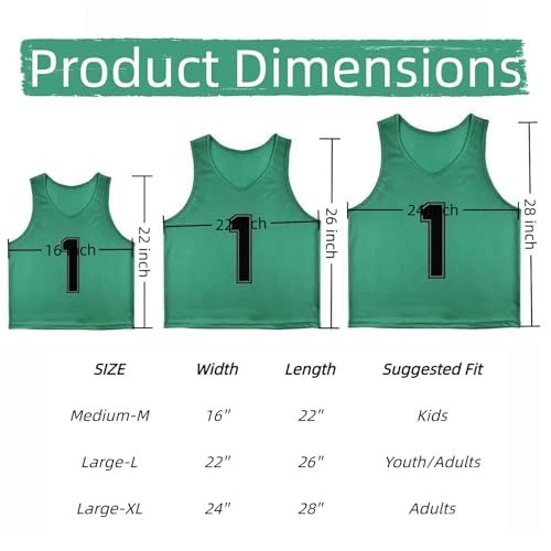 12-Pack Soccer Pinnies Scrimmage Vests with Drawstring Bag & Armband