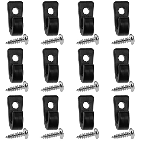 Kayak J-Shaped Hook - 12-Piece Black Nylon Tie Hook 26x11x16mm