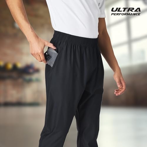 Ultra Performance Mens Jogger Pants Nylon Stretch Athletic Joggers – Large Black