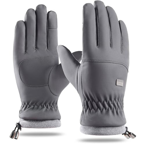 Winter Touchscreen Gloves for Men - Thermal, Water-Repellent, Medium/Dark Grey