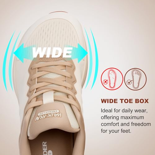 ALEADER Wide Toe Box Women’s Running Walking Tennis Shoes - Oatmeal, 8 Wide