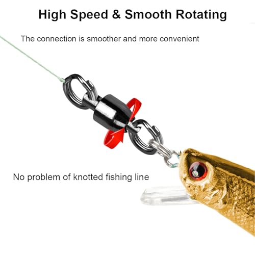 QISHUO Size 9 Saltwater Fishing Swivels 25pcs Stainless Steel Black Nickel 124lb