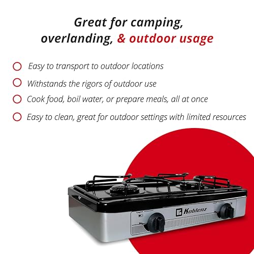 Koblenz PSK-200S 2-Burner Gas Stove - Portable Outdoor Camping Silver