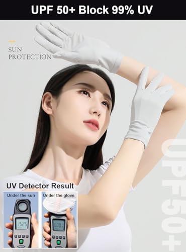 UV Protection Full Finger Gloves for Women - Black Ice Silk Summer Driving Gloves