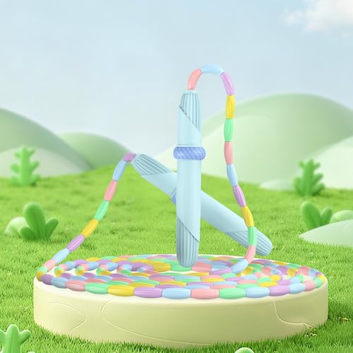 Adjustable Beaded Jump Rope for Kids & Adults - Blue
