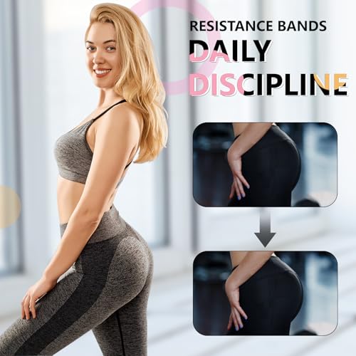 Resistance Bands Set for Workouts - 4 Levels, Fabric Booty Band - Green, Pink, Grey, Black