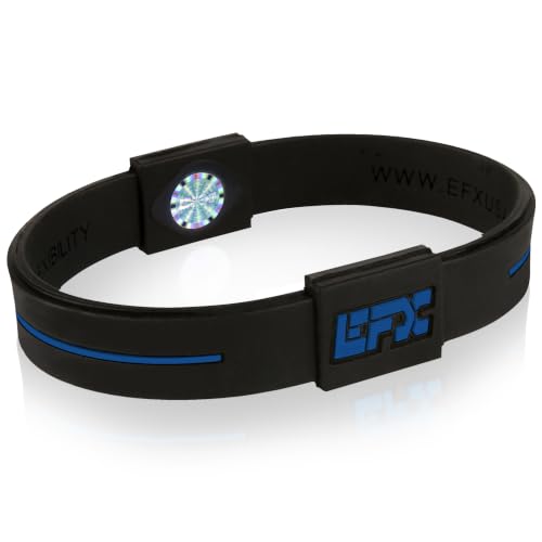 Balance Bracelet - Silicone Wristband for Athletes & Seniors - Black/Blue, L (8 Inch)