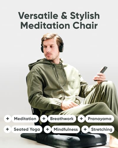 Folding Meditation Chair with Back Support - Charcoal Black