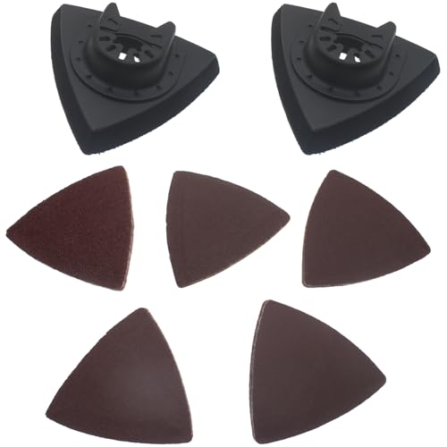 27 PCS Triangle Sanding Pad Kit 2 PCS 80 MM Triangle Oscillating Tool Sanding Pads and 25 Triangle Sandpaper for Sanding and Polishing Wood