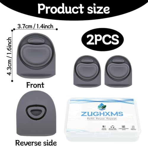 Silicone Replacement Stopper Gasket for Water Bottle Lids - 2-Pack Grey