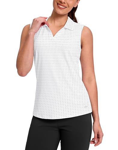 Viodia Women's Sleeveless Golf Polo Shirt Medium Black Dot - Sporty & Comfortable