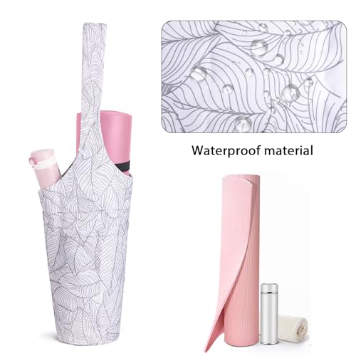 Yoga Mat Bag for Women - Large Pocket, Shoulder Strap, White
