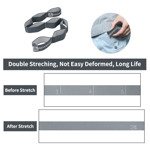Elastic Yoga Stretching Strap - 33" Multi-Loop Gray Strap for Pilates, Dance & Gymnastics