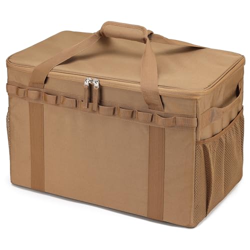 Lemubeane Coyote Brown 46L Tactical Camping Storage Bag, Foldable Trunk Organizer
