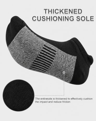 Womens Cotton Ankle Socks - 6 Pairs Athletic Running Socks - Black