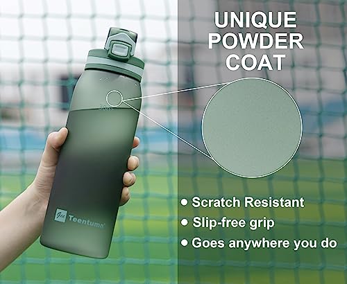 Teentumn 30oz Tritan Water Bottle with Time Marker - Midnight Green