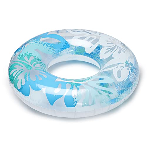 Inflatable Pool Tube with Floral Graphics - 36 Inch Float for Swimming and Water Play