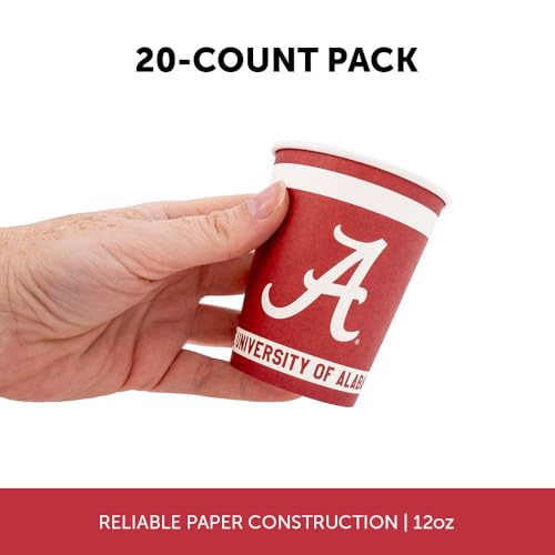 University of Alabama Paper Cups - 20 Count 9 oz Disposable Party Cups