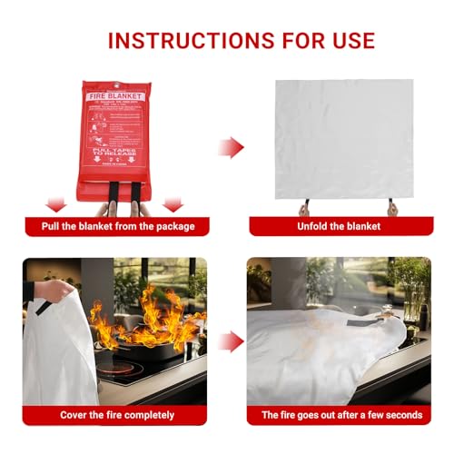 Heavy-Duty Fire Blanket - Fireproof Fiberglass, 1 Pack