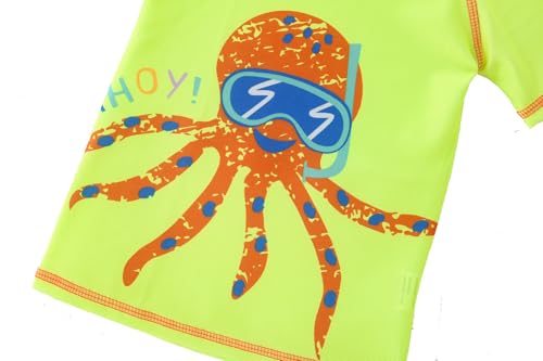 YAGATA Toddler Boys Green 2-Piece Swim Set with Rash Guard - 5-6 Years