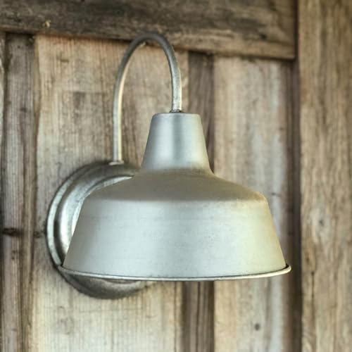Design House Mason Barn Light Indoor/Outdoor Wall Mount Modern Industrial Farmhouse Wall Light for Patio, Garage, Bathroom, Office, Kitchen, 10-Inch, Galvanized Paint, 579383, Larger Version