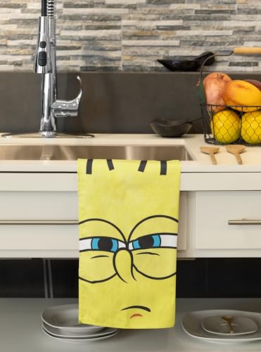 SpongeBob Hand Towel - Officially Licensed 23 x 13.5 in Yellow Sponge Bob Kitchen & Bath Towel