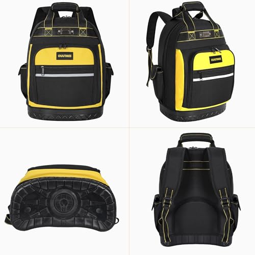 Tool Backpack, Tools Bag with Multi-Use Pockets, Waterproof Tool Bag with Padded Shoulder, Back, and Waist Straps